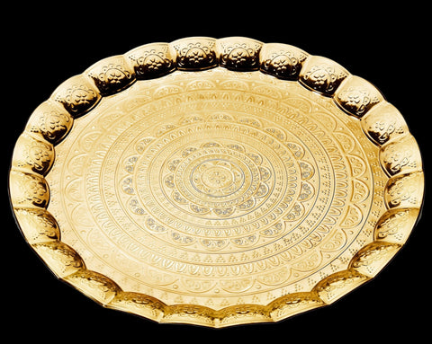 Turkish Serving tray | Wavy Round-Elite Turkish Bazaar