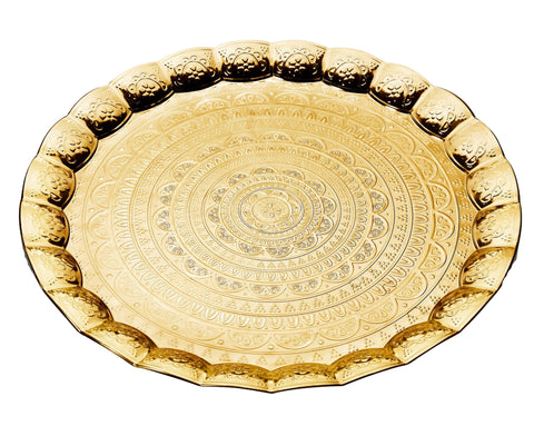 Turkish Serving tray | Wavy Round-Elite Turkish Bazaar