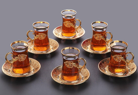 Sefa Six Person Turkish Tea Set-Elite Turkish Bazaar