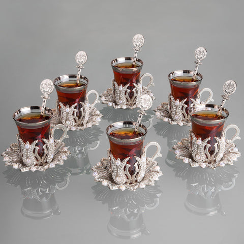 Stony Ahsen Six Person Tea Set-Elite Turkish Bazaar