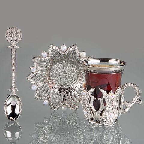 Stony Ahsen Six Person Tea Set-Elite Turkish Bazaar