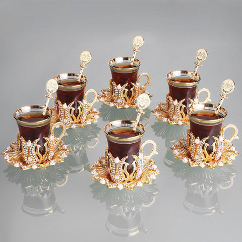 Stony Ahsen Six Person Tea Set-Elite Turkish Bazaar