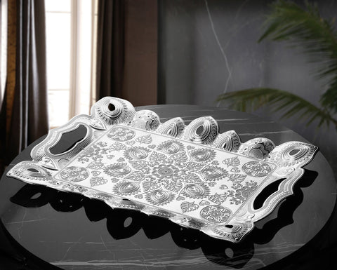 Turkish Tea Tray For 6 Persons-Elite Turkish Bazaar