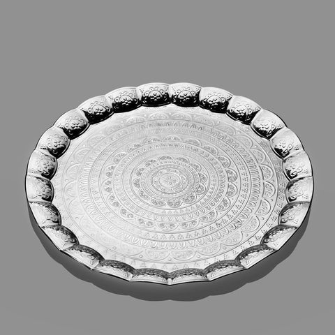 Turkish Serving tray | Wavy Round-Elite Turkish Bazaar