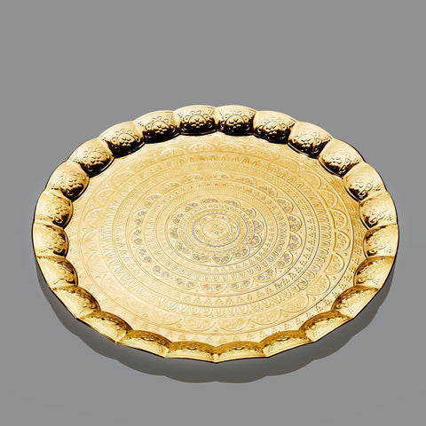 Turkish Serving tray | Wavy Round-Elite Turkish Bazaar