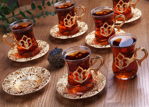 Floral Patterned Tea set 6 pcs-Elite Turkish Bazaar
