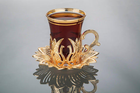 Ahsen Six Person Turkish Tea Set-Elite Turkish Bazaar