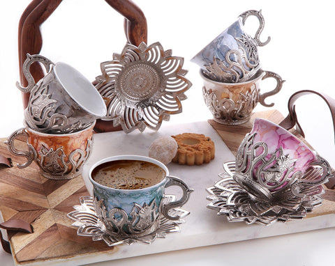 Ahsen Tiryaki Mix Design Coffee Set-Elite Turkish Bazaar