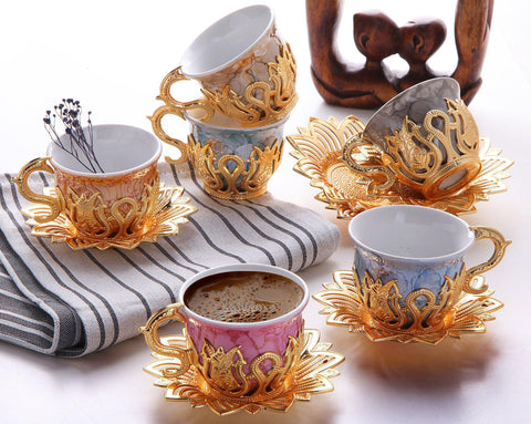 Ahsen Tiryaki Mix Design Coffee Set-Elite Turkish Bazaar