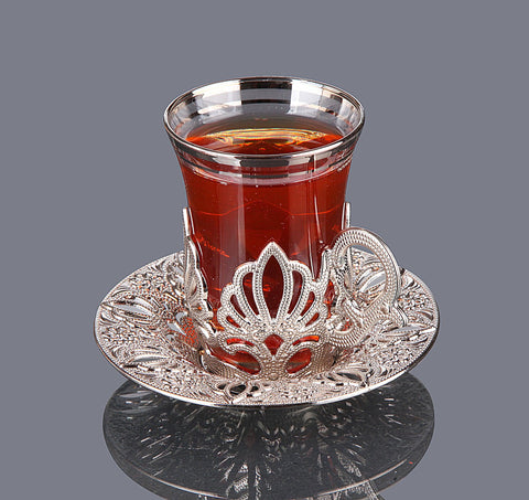 Ahu Six Person Turkish Tea Set-Elite Turkish Bazaar