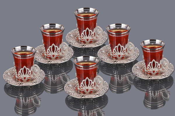 Turkish Tea Set with tray  Bahar 6 pcs – Elite Turkish Bazaar