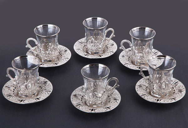18 pieces Authentic Turkish Tea Cups And Saucers Set For Six Person – Alici  Home