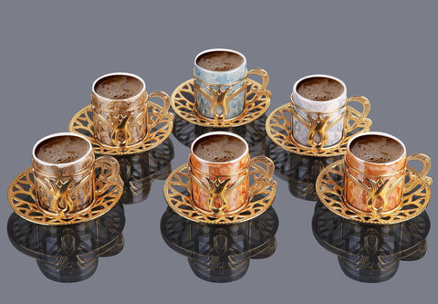 Colored Coffee Cup Set for Six-Elite Turkish Bazaar