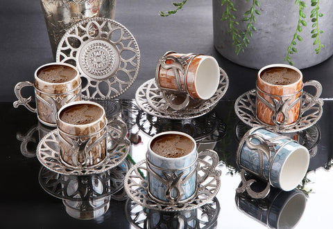Colored Coffee Cup Set for Six-Elite Turkish Bazaar
