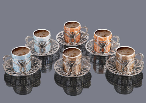 Colored Coffee Cup Set for Six-Elite Turkish Bazaar